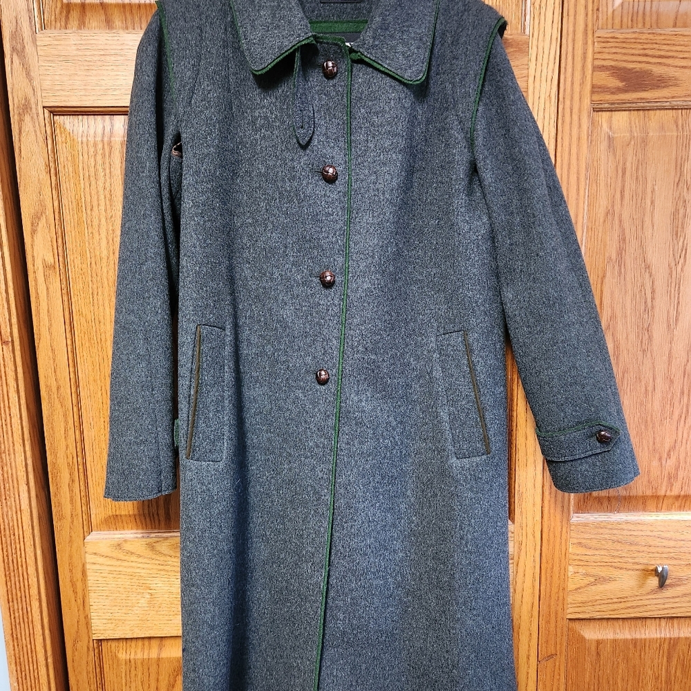 Women's wool coat Schneider's Salzburg grey with green trim
